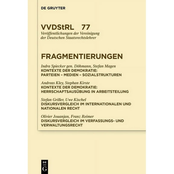 VerÃ¶ffentlichungen Der Vereinigung Der D Fragmentierungen, Book 77, (Hardcover)
