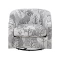 thumbnail image 3 of Comfort Pointe Banyon Gray Floral Fabric Upholstered Swivel Glider Barrel Chair, 3 of 13
