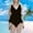 Black, variant on Baqcunre Full Coverage Retro Swim Dress: Women's Ruffle Tummy Bathing Suit for Elegance, 1 Pc Swimsuit Army Green L