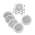 thumbnail image 1 of Posavasos de vidrio espejado de 4 pulgadas Posavasos de diamante triturado redondo con purpurina para Astilla, 1 of 9