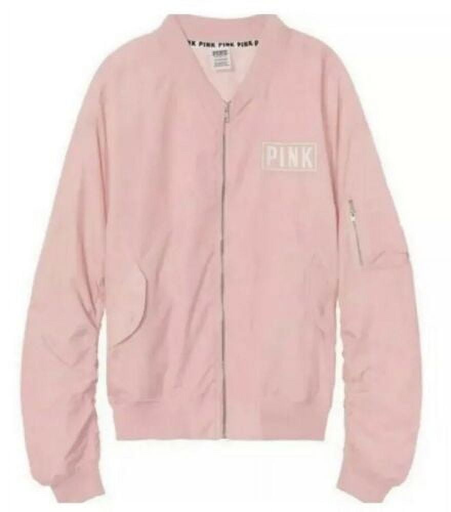 VICTORIA'S SECRET PINK Logo Flight Jacket Coat Bomber Large L Sold Out New  