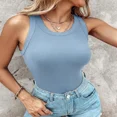 thumbnail image 6 of CHICME Womens Built in Bras Tank Tops Sleeveless Casual Shirts Racerback Ribbed Tank Top Misty Blue-L, 6 of 8