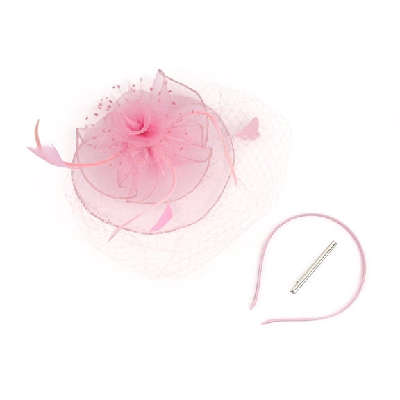 Fgnfyis Feather Bridal Hat for Women Elegant Fascinator Headband for Weddings Parties and Evening Events and Sophisticated Pink