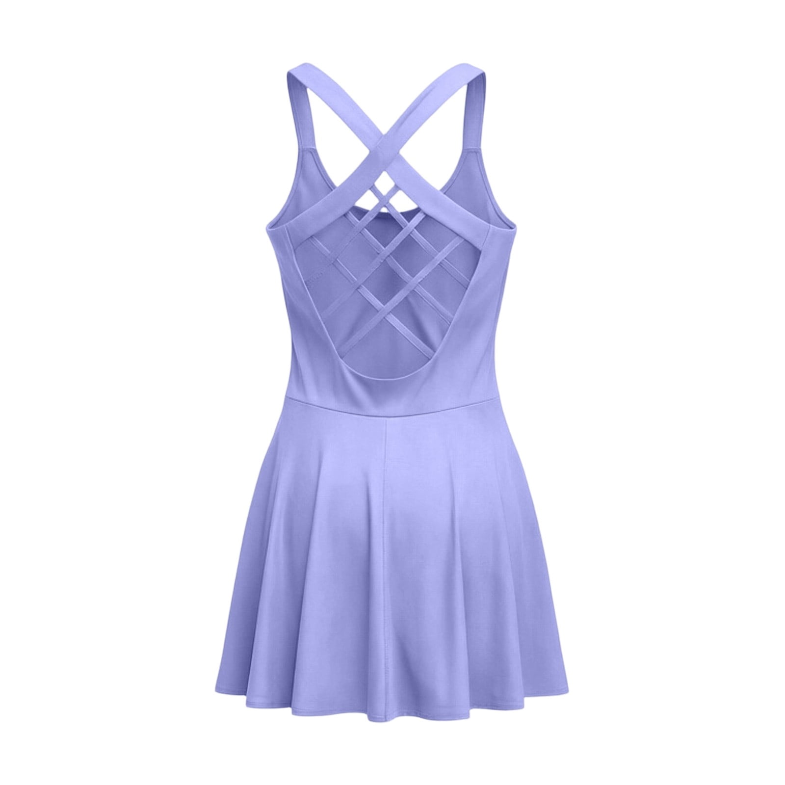 Wang6 Tennis Dress for Women Sleeveless Golf Dresses Ruffle Hem Backless Workout Athletic Gym Dresses Beach Mini Dress Light Purple S