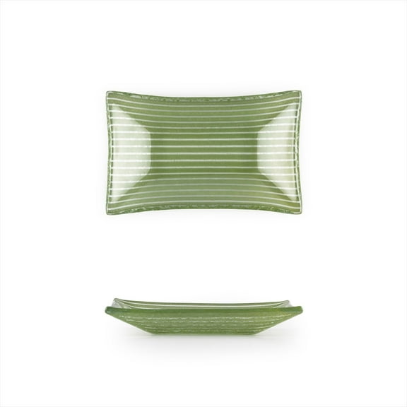 Glass Dinnerware 4.25" x 2.5" x h:0.5" 1 oz. Rectangular Green Glass Ramekin (Set of 6)