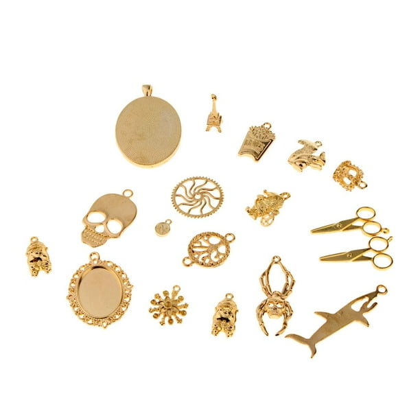 Encantos de plata antiguos jinwen para collar de mujer DIY Oro