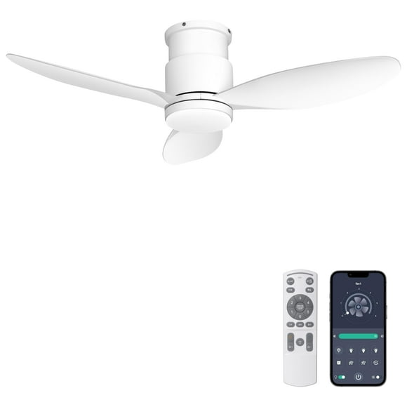 Ventilador de techo Ohniyou de 42 pulgadas, montaje empotrado con control remoto de luces, blanco