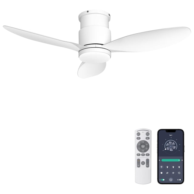 Ventilador de techo Ohniyou de 42 pulgadas, montaje empotrado con control remoto de luces, blanco
