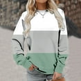 thumbnail image 3 of IROINNID Sales Fall Shirts for Women Long Sleeve Tops Casual Patchwork Round Neck Pullover Relaxed Fit Comfy Sweatshirt Tops,Green, 3 of 5