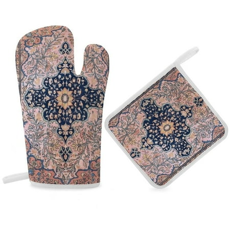 

Sarouk Antique West Persian Rug Print Oven Gloves And Pots Stand Set Oven Gloves And Pot Racks Pot Racks And Oven Gloves Set