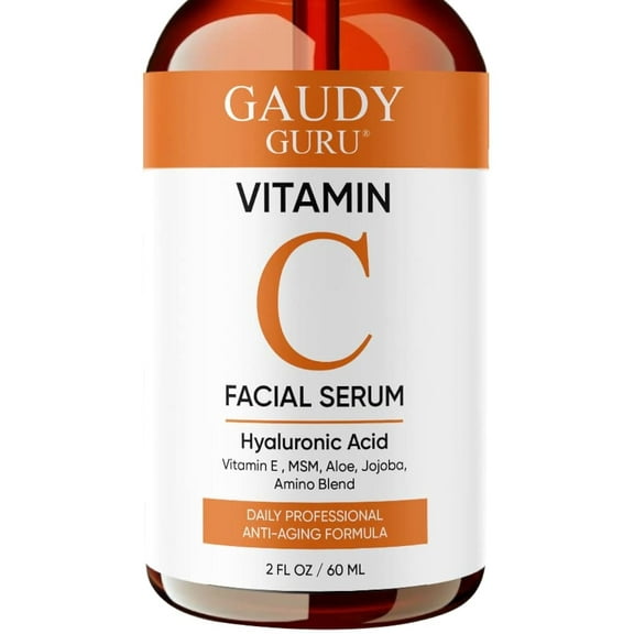 100% PURE VITAMIN C SERUM FOR FACE, Anti Aging Serum with Hyaluronic Acid, Vitamin E, MSM, Aloe Vera, Jojoba Oil, Amino Blend, Hydrating Serum for Dark Spots, Fine Lines, Wrinkles, Skin Repair (2 OZ)