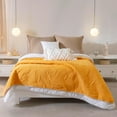 thumbnail image 3 of Vianney - Queen Comforter - Novo Marla Reversible Lightweight Quilt Blanket - 91x93 Inches - Soft Leaf Patterned Bedding in Yellow-Orange and White for All Season Comfort, 3 of 7