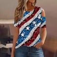 thumbnail image 2 of SELONE Casual Shirts for Women 4 of July Plus Size Short Sleeve Crewneck Cold Shoulder Pride Day Apparel Red White Blue Wear Clothes Gifts Activewear S, 2 of 7