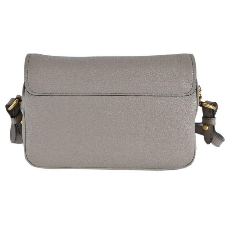Prada Gray Vitello Phenix Bandoliera Leather Crossbody Handbag 1BH046