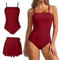 thumbnail image 2 of Erwazi One Piece Swimsuits Set for Women Solid Backless Square Neck Modest Beach Swimwear Bathing Suit, 2 of 7