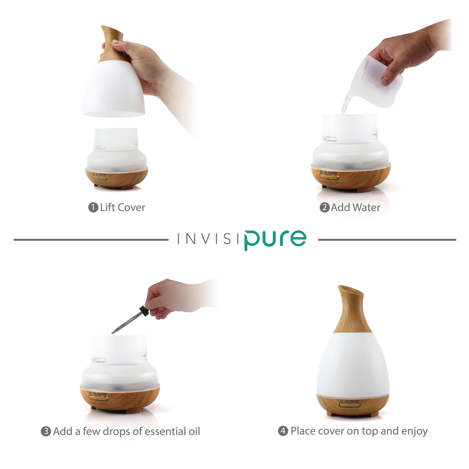 InvisiPure Alta Aromatherapy Diffuser - 200ml - Adjustable Mist, 7 Color LED, and Automatic Shutoff - image 3 of 4