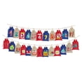 thumbnail image 2 of 24 bolsas de arpillera reutilizables para calendario de adviento de Navidad con cordón para decoración del hogar Lino rojo azul, 2 of 9
