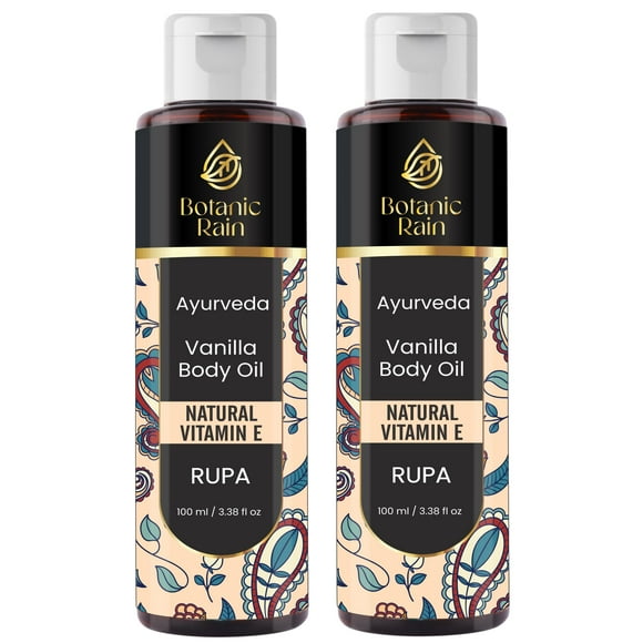 Botanic Rain Ayurveda Vanilla Body Oil, Moisturizing & Hydrating Organic Vitamin E Oil, Body Oil For Women After Shower, Ayurveda Products For Crepey Skin - 3.38 Fl Oz (2)