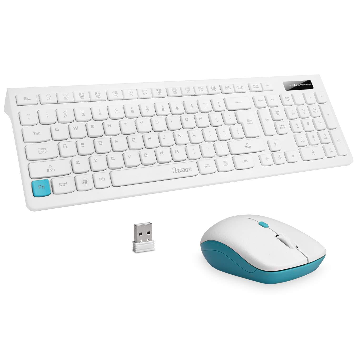 AHigh Quality Ultra thin White 2.4G Cordless Wireless Keyboard and Optical Mouse 