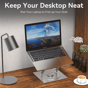 Laptop Stand for Desk, HFLRZZ Aluminum Adjustable Stand of Laptop with 360 Rotating Base, Ergonomic Computer Stand Holder for MacBook, Air, Pro, All Laptops up to 16 inches, for Home, Gift ideal