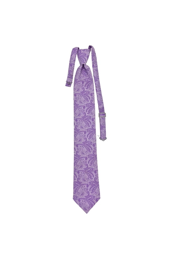Mens Paisley Lavender Formal Satin Pre-Tied Necktie Tie in a Variety of Colors by Spencer Js Signature Satin Collection