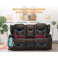 thumbnail image 5 of Massage Loveseat Manual Recliner Sofa with Cup Holders & Storage Pockets, Wall Hugger Reclining Loveseat for Living Room, RV, Home Theater, Brown (Leathaire, Loveseat), 5 of 8