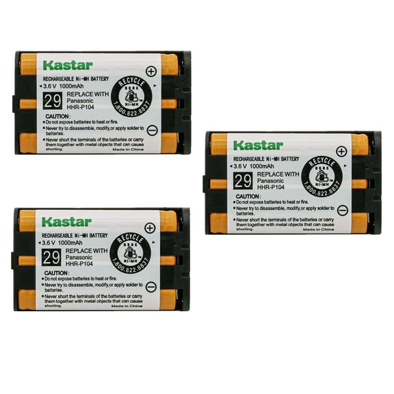 Kastar 3-Pack 3.6v 1000mAh Battery HHR-P104 Replacement for Panasonic HHR-P104 HHR-P104A HHRP104 TYPE 29, Radio Shack 43-3815 43-9024 43-9025 43-9026 43-9030 43-9031 23968 Battery