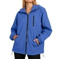 thumbnail image 5 of HAPIMO Women's Waterproof Rain Jacket Loose Long Sleeve Zip Up Jacket Casual Solid Zip Pocket Outdoor Workout Jacket Coat Fall Winter Clothes with Storage Bag Blue S, 5 of 8