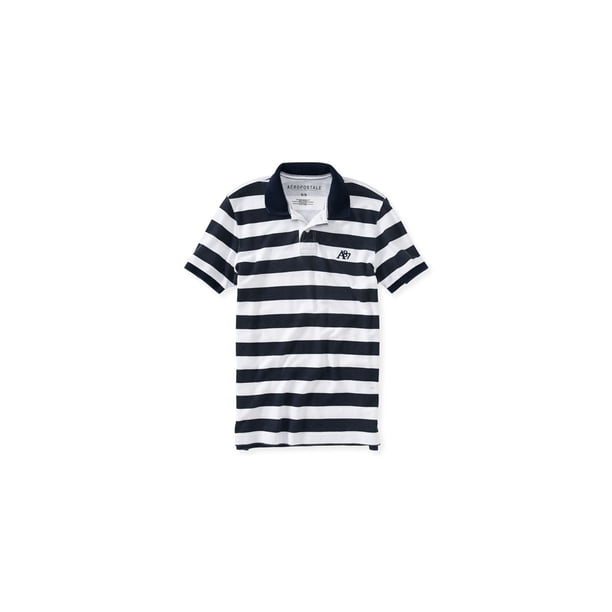 Polo de Rugby Aeropostale A87 a rayas textura Hombre Blanco Extragrande