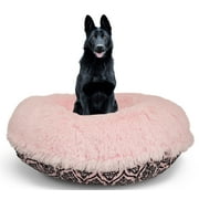 Bessie and Barnie Signature Bubble Gum / Versailles Pink Luxury Extra Plush Faux Fur Bagel Pet/ Dog Bed