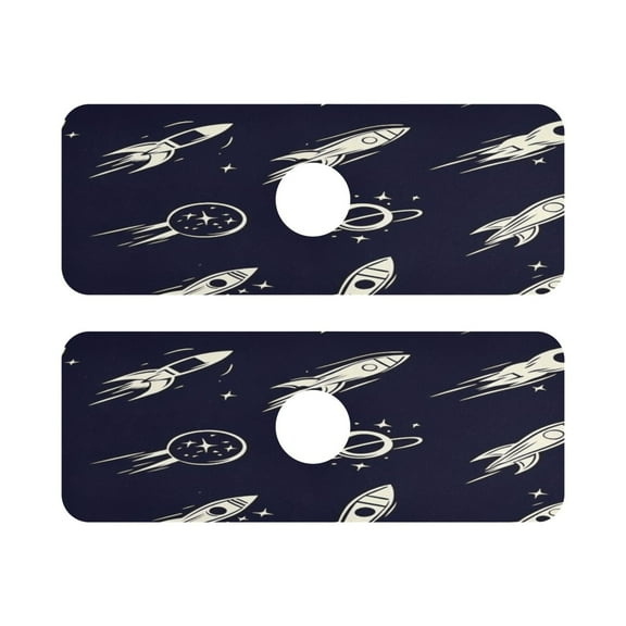 Space Adventure Quick Dry Silicone Algae Faucet Pad 14.7x5.4in 2 Pack Absorbent Mat for Kitchen Sink, Bathroom Countertop