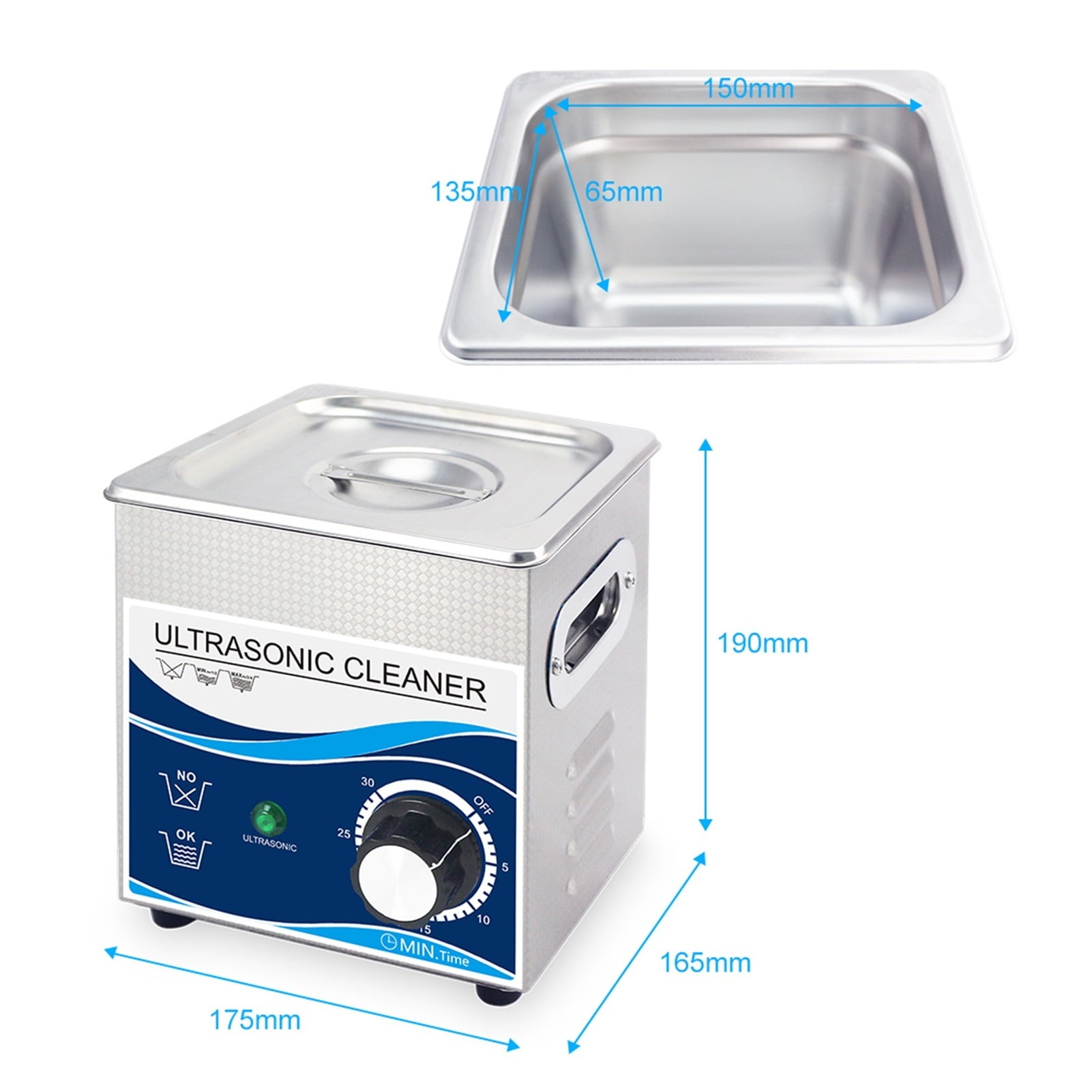 1.3L 120W Ultrasonic Cleaner For Glasses Jewellery Watches Spare Part Oil Rust Injector Fuel Nozzle Spark Cleaning ,Strong Cleaning
