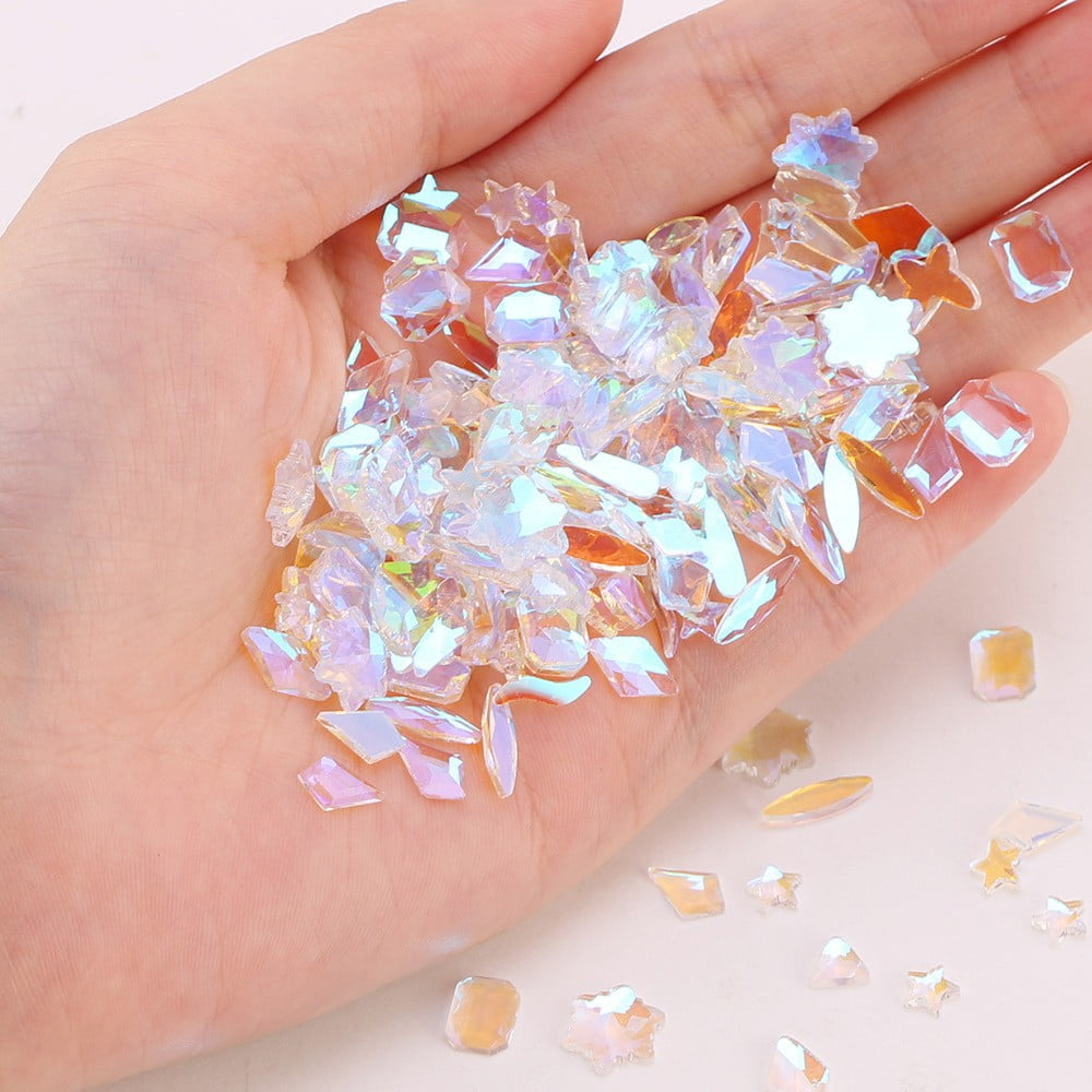 AB Flatback Nail Rhinestones Diamond Teardrop Horse Eye Crystals Stones  Shiny Gems Manicure Nails Art Decorations