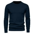 thumbnail image 3 of Iugvhana Mens Solid Color Crewneck Sweater Casual Base Knit Pullover Sweater Drop Shoulder Fashion Knitted Sweaters Navy XXL, 3 of 4
