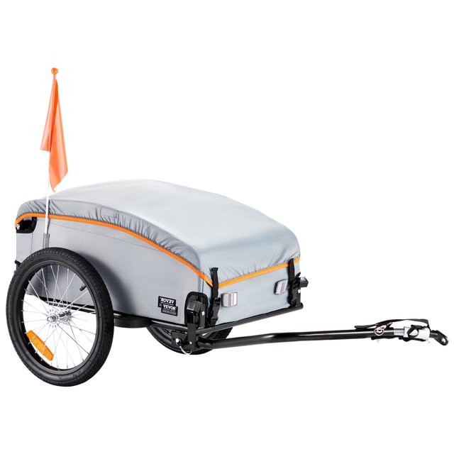 VEVOR Remorque de Vélo, Capacité de Charge de 100 Lb, Chariot-Bicyclette Robuste, Rangement Pliable et Compact avec Attelage Universel, Housse Imperméable, Roues de 16 Pouces, Réflecteurs Sécuritaires, Convient aux Roues de Vélo de 22 Pouces-28 Pouces