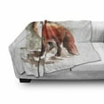 thumbnail image 3 of Fox Soft Flannel Fleece Throw Blanket, Watercolor Hand Drawn Red Fox with Bushy Tail Brushstrokes Tod Mammal, Cozy Plush for Indoor and Outdoor Use, 60" x 80", Burnt Sienna White Brown, by Ambesonne, 3 of 6