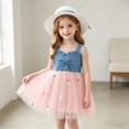 thumbnail image 6 of Toddlers Girls Dresses with Matching Straw Hat 2 Piece Set Mesh Patch Sleeveless Cute Midi Dresses A Lined Going out Casual Outfits Set(0.5-3 Years), 6 of 9
