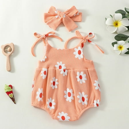 

Vedolay One Piece Bodysuit For Girl Toddler Girls Kids Jumpsuit Dinosaur Floral One Piece Romper Playsuit Straps Summer Clothes Red 12-18 Months