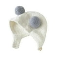 thumbnail image 6 of Cute Winter Warm Kids Girl Boys Baby Hats Fleece Wool Hemming Caps with Ball Wool Ear Protection Hats Soft Newborn Bonnet (Khaki), 6 of 7