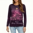 thumbnail image 5 of Lopecy-Sta Women's Christmas Tree Graphic Print Crew Neck Long Sleeve Top, Loose Casual Holiday T-Shirt for Party Daily Wear Wine L, 5 of 5