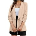 thumbnail image 2 of YYDGH Womens Fall Fashion Casual Blazers Long Sleeve Open Front Work Suit Office Blazer Jackets with Pockets Beige S, 2 of 5