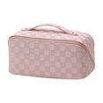 thumbnail image 1 of trousse De Toilette Carre En Cuir Pu Pour Femme - Grand Sac Cosmtiques Rose Pour Homme Trousse De Voyage Pour Homme Et Femme Bagages D'avion, 1 of 5