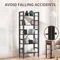 thumbnail image 5 of 5-Tier Bookshelf with Wood Shelves and Metal Frame, 62'' Tall Freestanding Bookcase for Living Room, Bedroom, Home Office, Black, 5 of 8