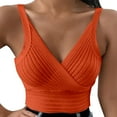 thumbnail image 1 of Sexy camisetas sin mangas para las mujeres Bralettes para mujer, sujetadores deportivos para paquete, sujetador Bando con cuello en V para mujeres y niñas, chaleco superior (Orange, One Size), 1 of 4