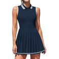 thumbnail image 1 of ATTRACO Robe de Tennis pour Femmes, Robe Polo Côtelée de Golf à Demi-Glissière, Robe d'Entraînement Plissée avec Short et Soutien-Gorge Intégrés, 1 of 8