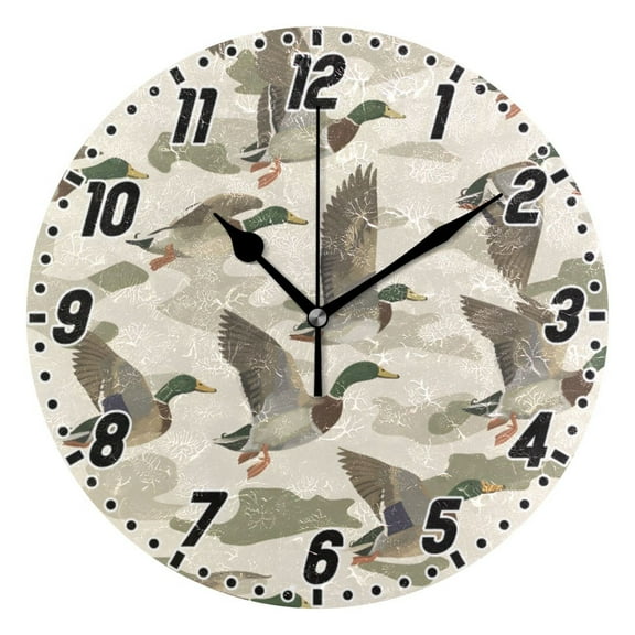 Wild Ducks Flying Wall Clock 9.8 inch Battery Operated Clocks Non-Ticking Silent for Bedroom Office Kitchen Living Room