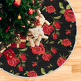 thumbnail image 5 of FMSHPON Red Rose Xmas Christmas Tree Skirt Stand Mat for Holiday Party Decoration Indoor Outdoor 48 inches, 5 of 6