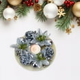 thumbnail image 4 of YOHAVEN Christmas Candle Ring Wreath 6", Artificial Rose Garland Candle Holder Decoration for Holiday Dining Table Centerpiece Mantel Fireplace Christmas Party, 4 of 6
