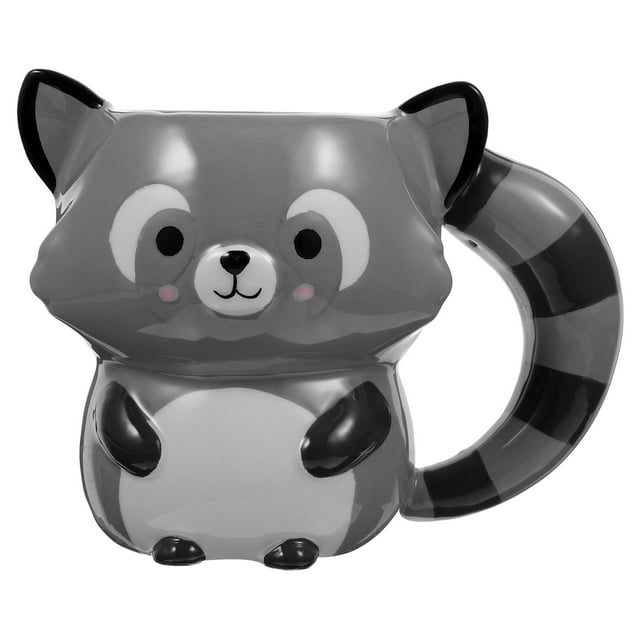 Taza de cerámica con diseño de mapache, taza de café, taza de agua con diseño de animal adorable, taza de cerámica para té y bebida.