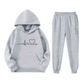thumbnail image 4 of SGMVNU Girls Sweatsuit 2 Piece Outfits Boys Printed Casual Hoodies Long Sleeve Fashion Sweatshirts and Sweatpants Sportwear Outfit, Size 2-3 Years, Light Gray, 4 of 4